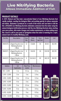 Lifegard Live Nitrifying Bacteria 128 oz for Ponds, Aquariums and Fountains, White (R440572)