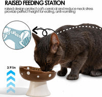 Red Mushroom Cat Bowl, Elevated Ceramic Bowl for Cats – Essentials for Cats - Brown - image 4