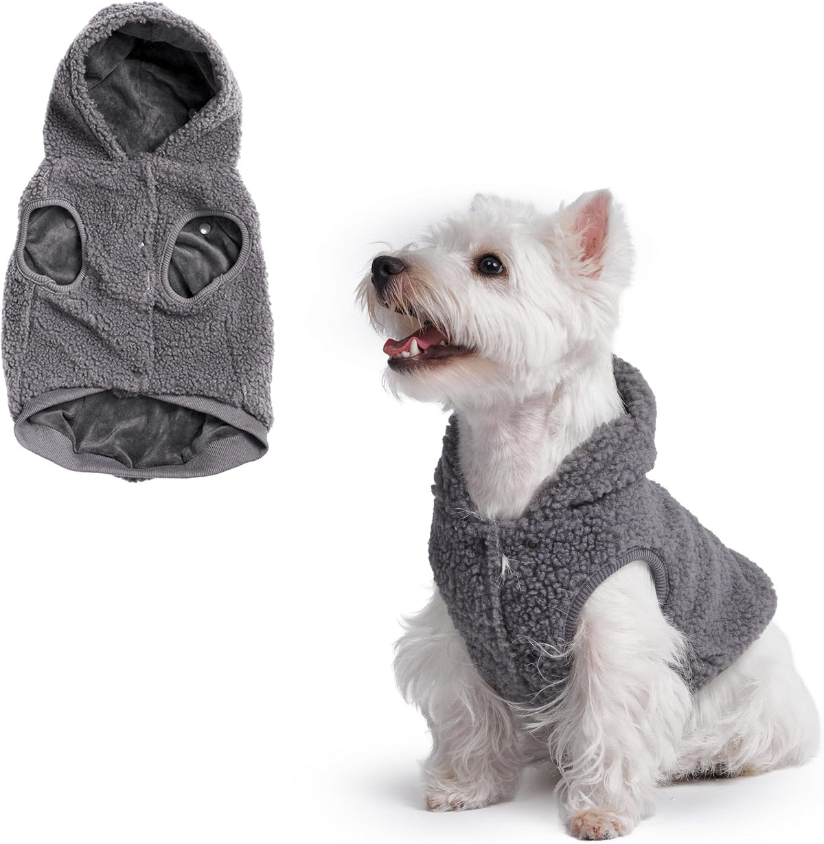 Spark Paws Fleece Dog Hoodie - Grey / Medium