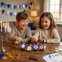 The Dreidel Company multi-colored hand painted wooden dreidels with Hebrew letters, 4-pack - view 7