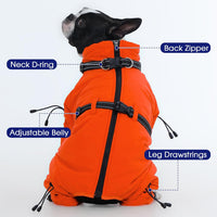 Full Body Dog Coat,Warm Dog Fleece Jackets with Harness Built in Windproof Dogs Snowsuit Zip up Pet - Orange / Small - image 4