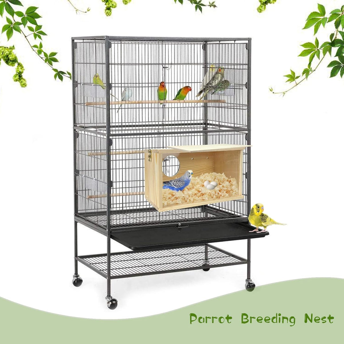 Parakeet Nesting Box Cockatiel Nesting Natural Pine Bird Nest Bird - L(10.6*5.9*5.9inch) - image 3