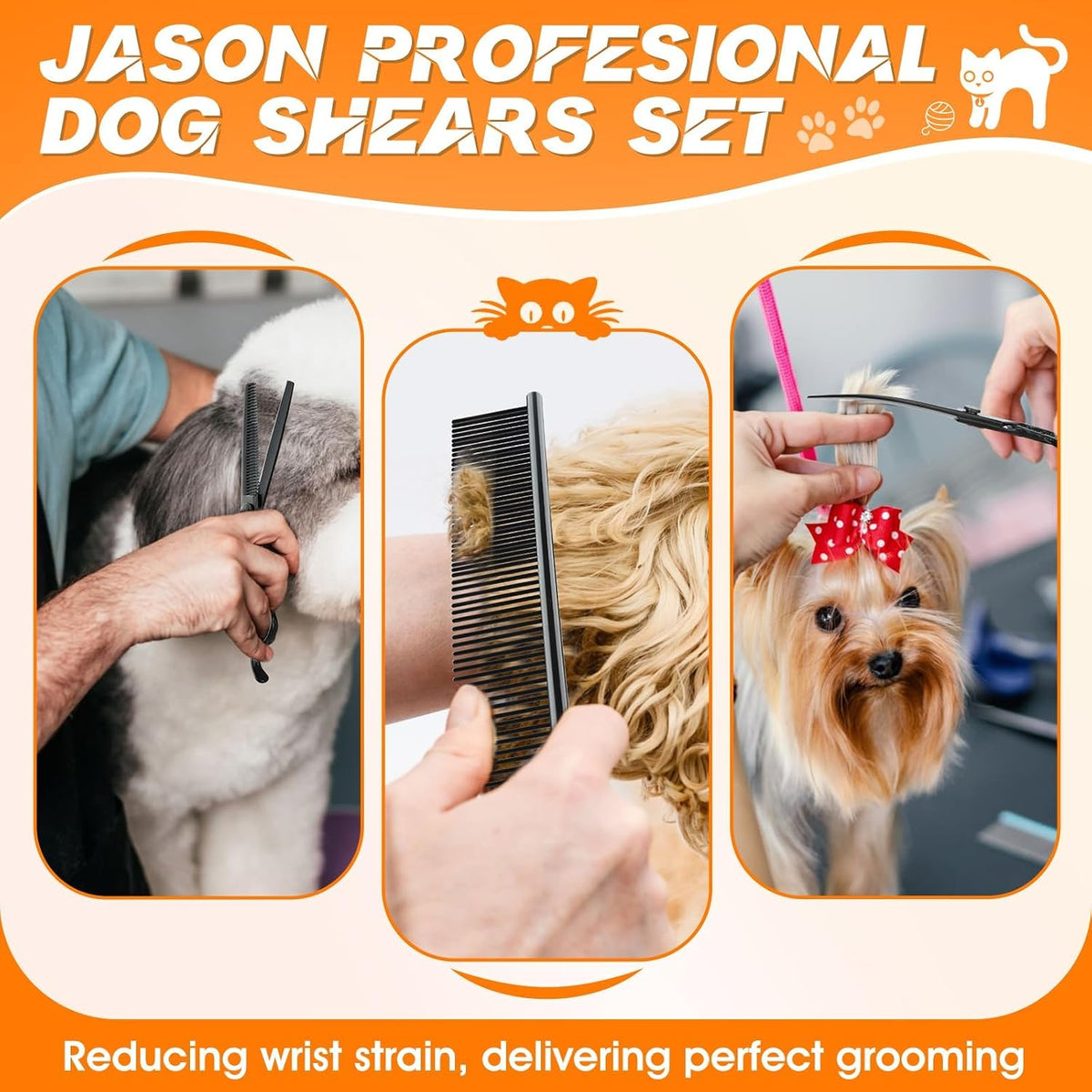 JASON Dog Grooming Scissors Set - Black - image 3