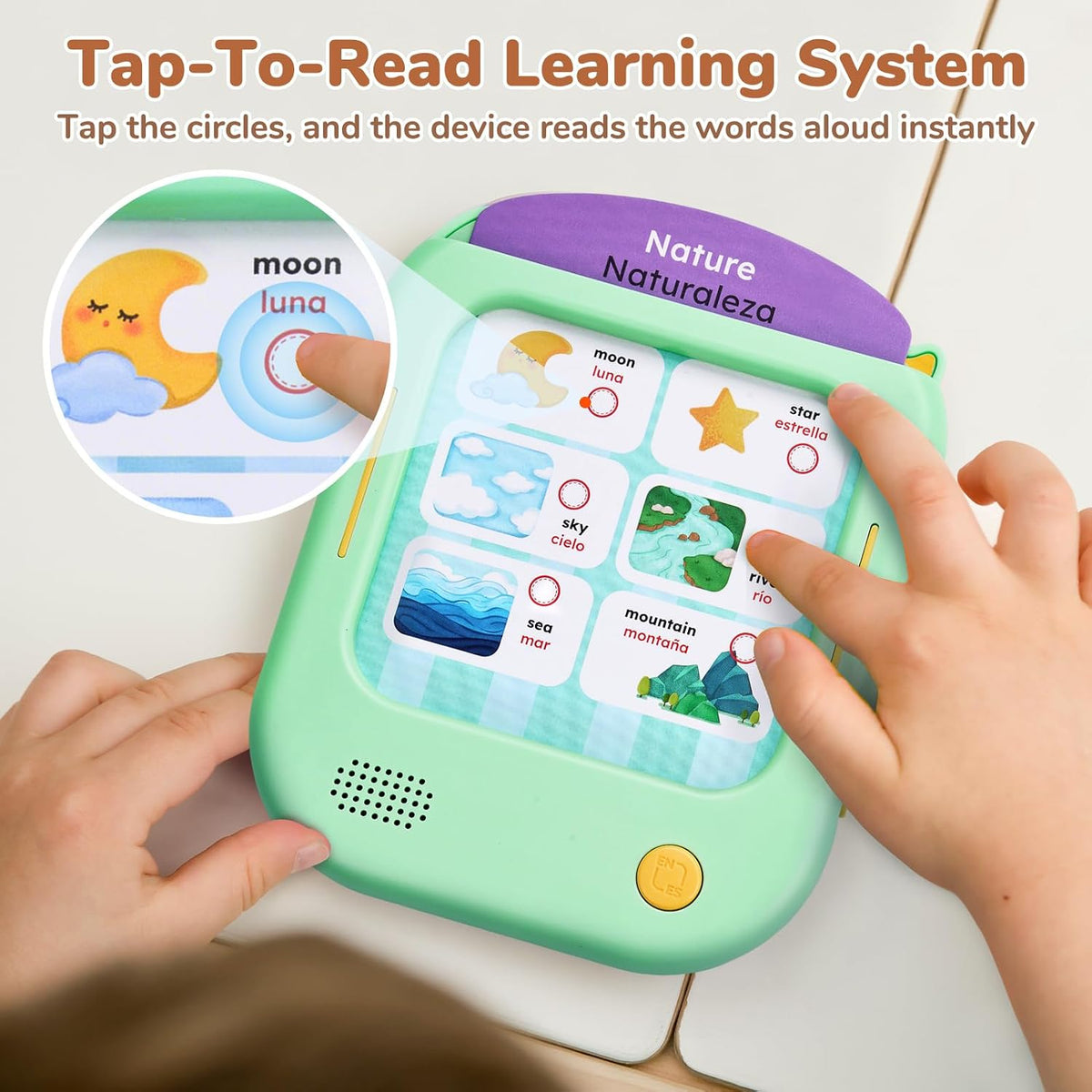 JoyCat Kids Learning Tablet - Green:English&Spanish-Early Learning - image 2