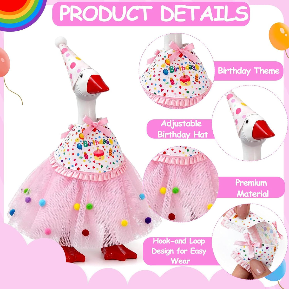 7 Inch Mini Desk Goose Outfits - Birthday Color(pink) - image 4
