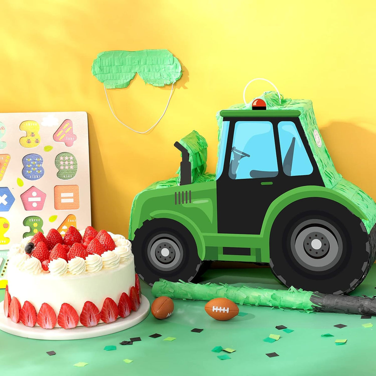 Aoriher Construction Dump Truck Excavator Piñata with Blindfold Bat – Fun for Kids & Family - Tractor - image 4