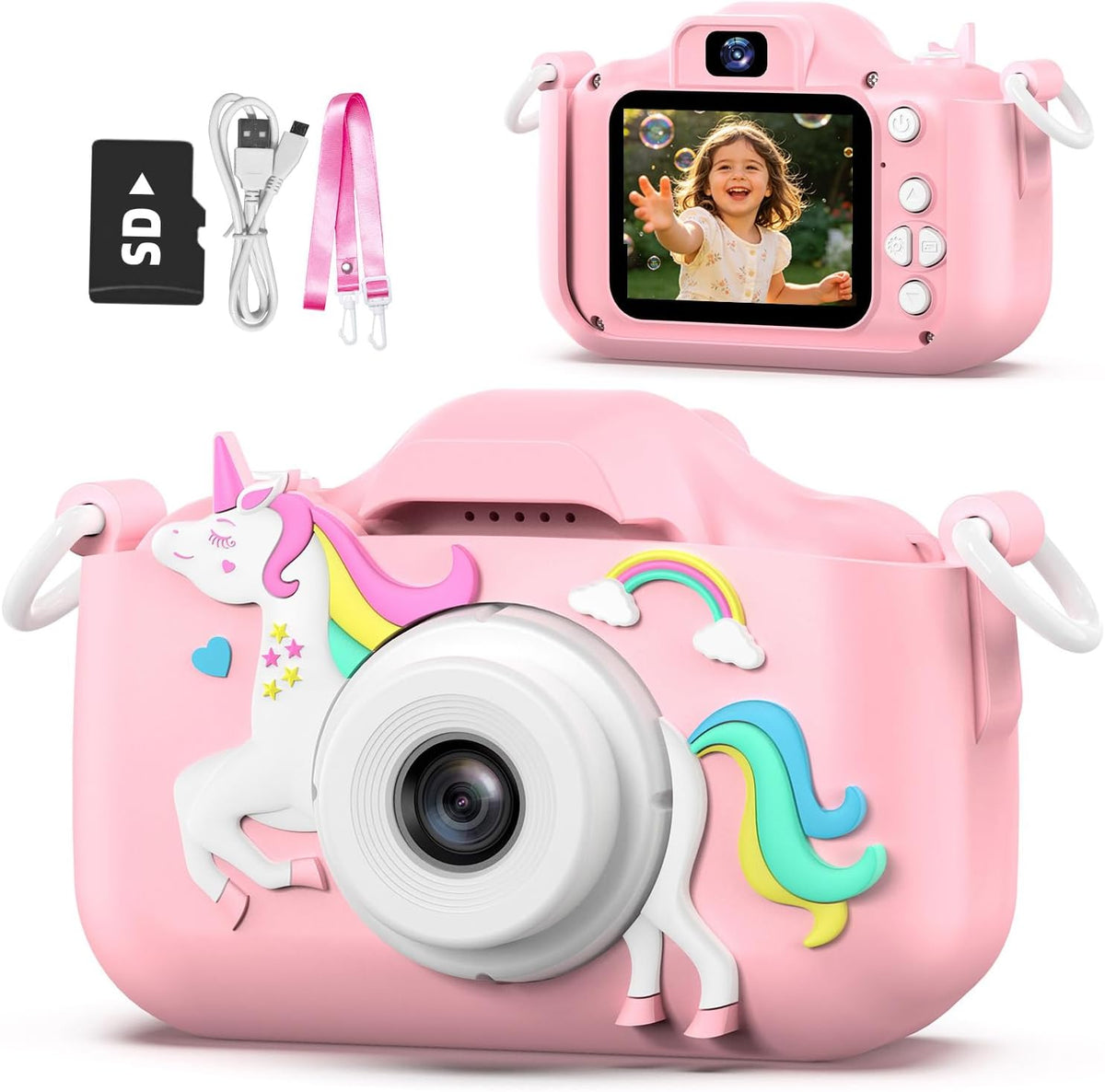 Goopow Kids Selfie Camera Toys for Girls Age 3-9 - Pink