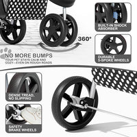 MoNiBloom 3 Wheels Pet Dog Cat Stroller for Small Medium Dogs Cats, Foldable Jogger Stroller w/Storage Basket and Cup Holder, Black Polka Dots