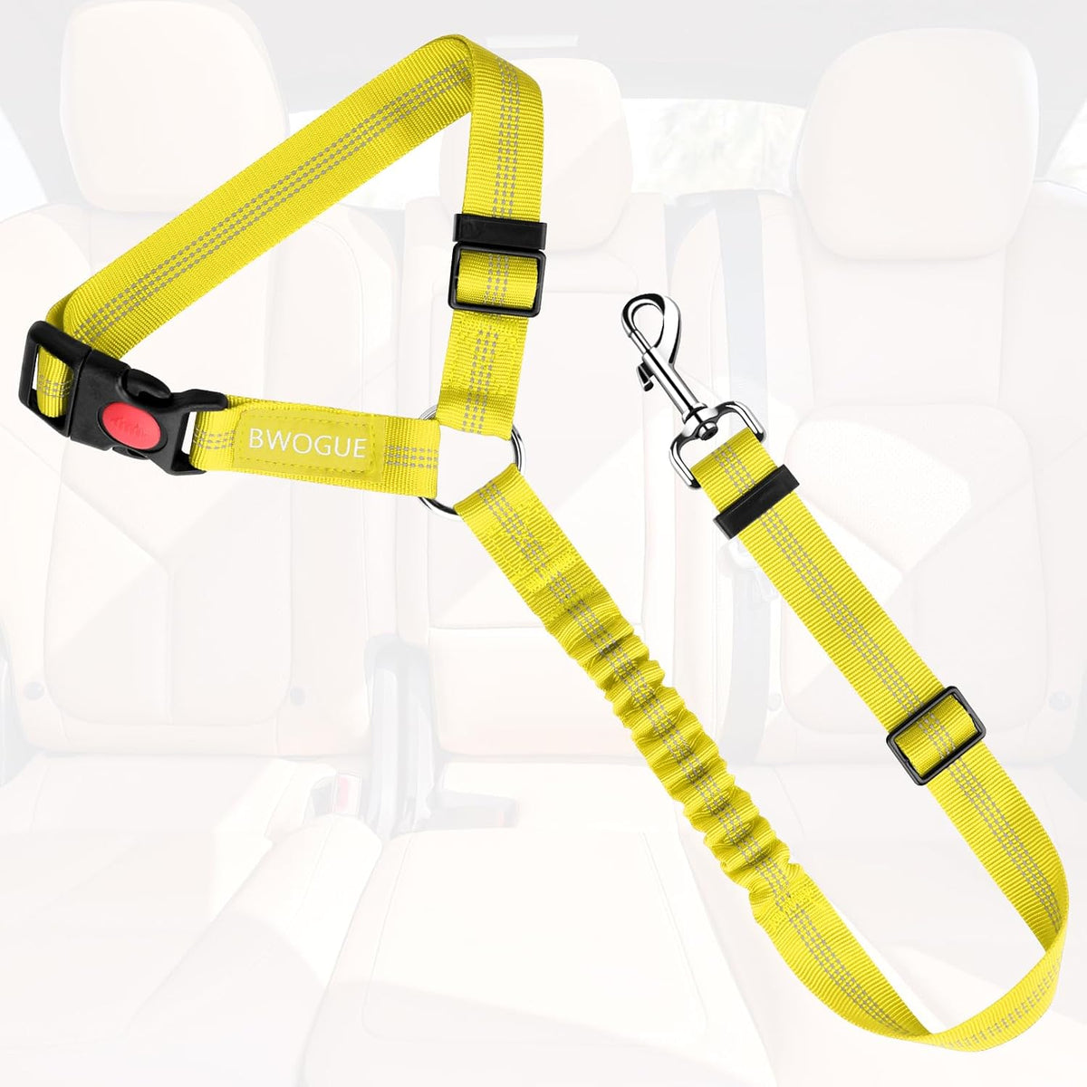 Dog Seat Belt for Car, Headrest Restraint Safety Lead, Dogs Cats – Essentials for Dogs - Yellow / Elastic - image 2