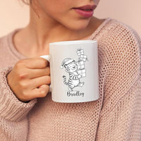 Tiger White Coffee Mug 11 15 Oz, Customized Name Tiger Accent Mug Gift for Brother Sister Besties Friends, Personalized Tigers Teacup, Unique Tigers Animal Coffee Cup Gift for Birthday Thanksgiving