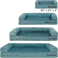 Furhaven Cooling Gel Dog Bed for Large/Medium Dogs w/ Removable Bolsters & Washable Cover, For Dogs Up to 55 lbs - Plush & Suede Sofa - Deep Pool, Large
