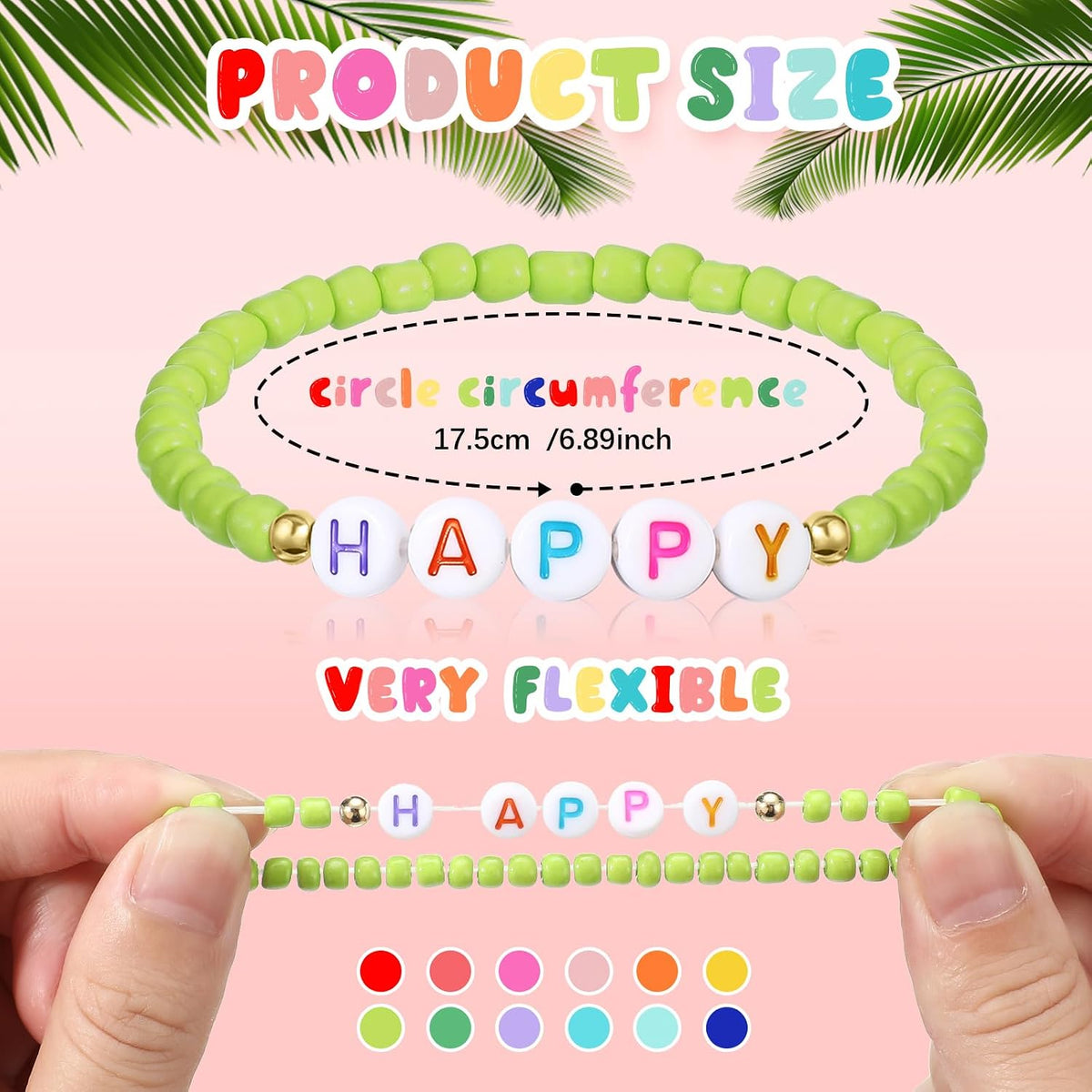 Cunno kids friendship bracelets with letter beads and colorful glass beads - view 7