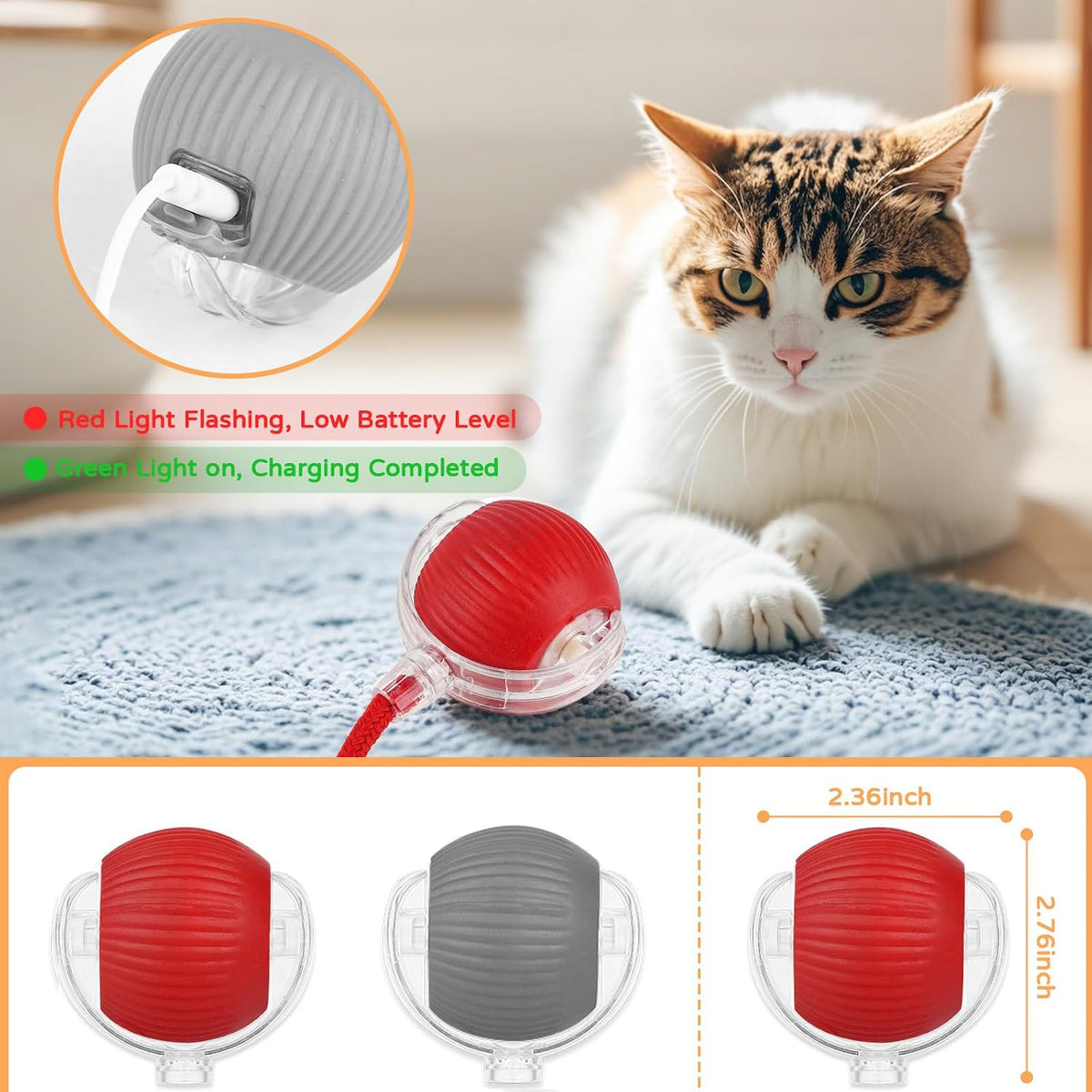 2025 New 3Pack Cat Ball Kitten Toys for Indoor Interactive Kitty Ball - 2PK - image 4