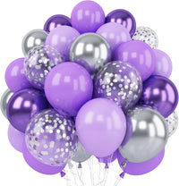 Blue Silver Balloon 12Inch Dark Metallic Blue Silver Confetti Latex - Purple and Silver