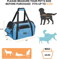 JESPET Soft-Sided Airline-Approved Dog & Cat Carrier Travel Bag – Essentials for Cats - 17.0"L x 9.0"W x 11.5"H / Turquoise Blue - image 2