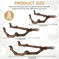 PINVNBY 3 Sizes Natural Parrot Perch Grape Wood Bird Stand Pole - 5.9+7.9+9.8in - image 2