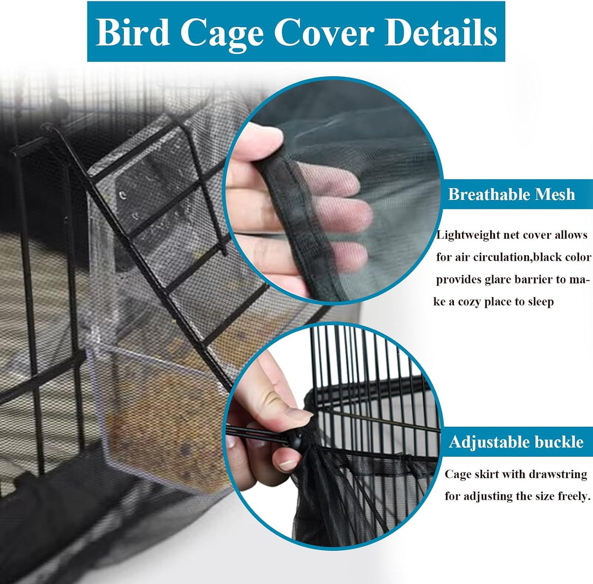 Large Bird Cage Seed Cather - 118*31.5in-black - image 4