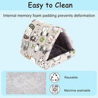 UPINS 2 Pack Guinea Pig Hideout, Washable Small Animal House Bed – Daily Care for Small Pets - 9.84 x 9.84 inch / Blue Gray - image 3