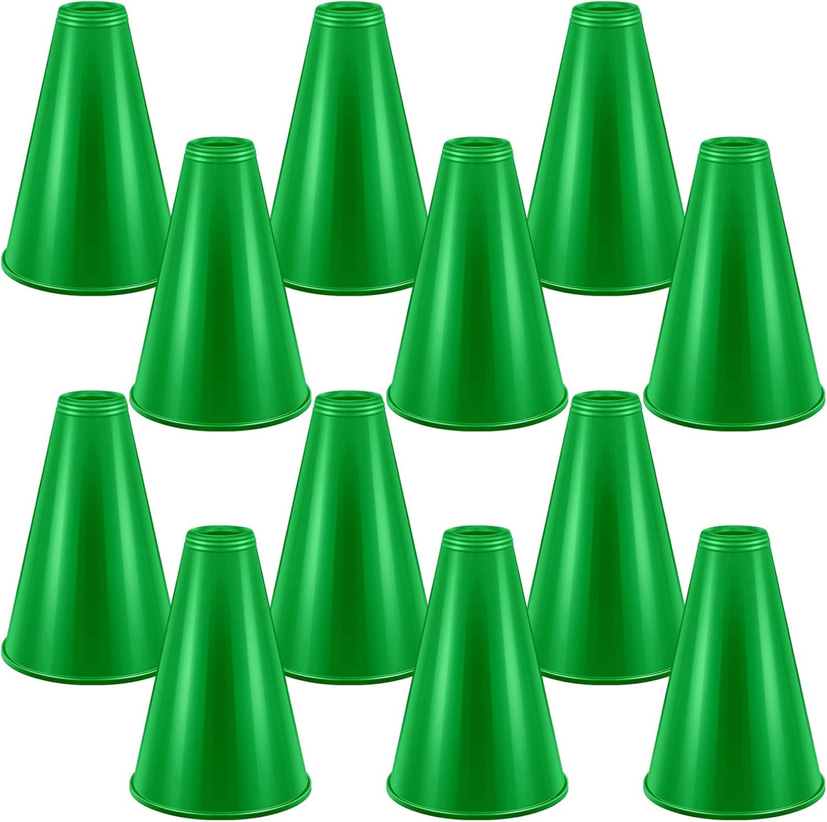 Woanger white plastic cheer megaphones, 12 pack - view 4
