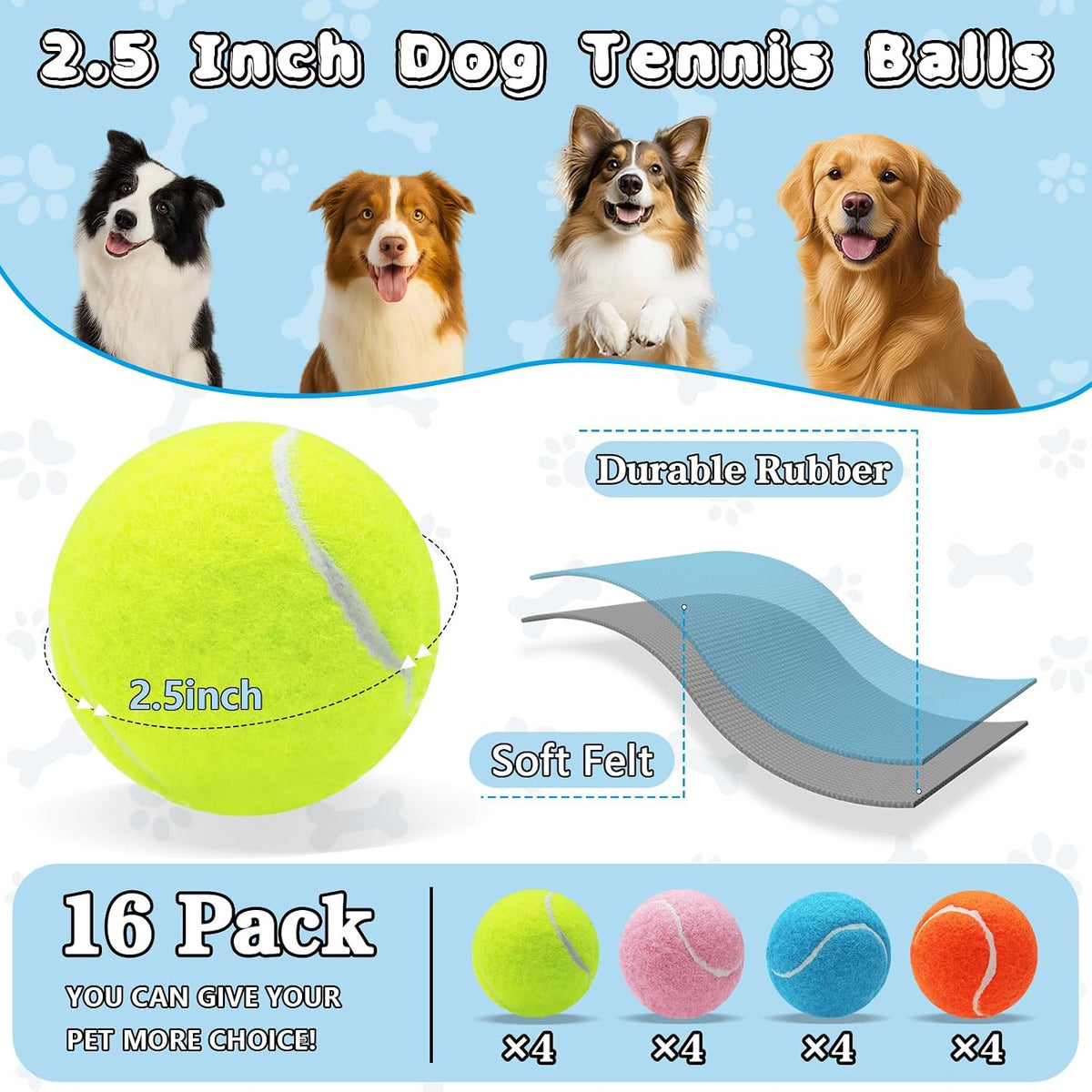 Magicorange Tennis Balls for Dogs - Multicolor / 16 Pack - image 2