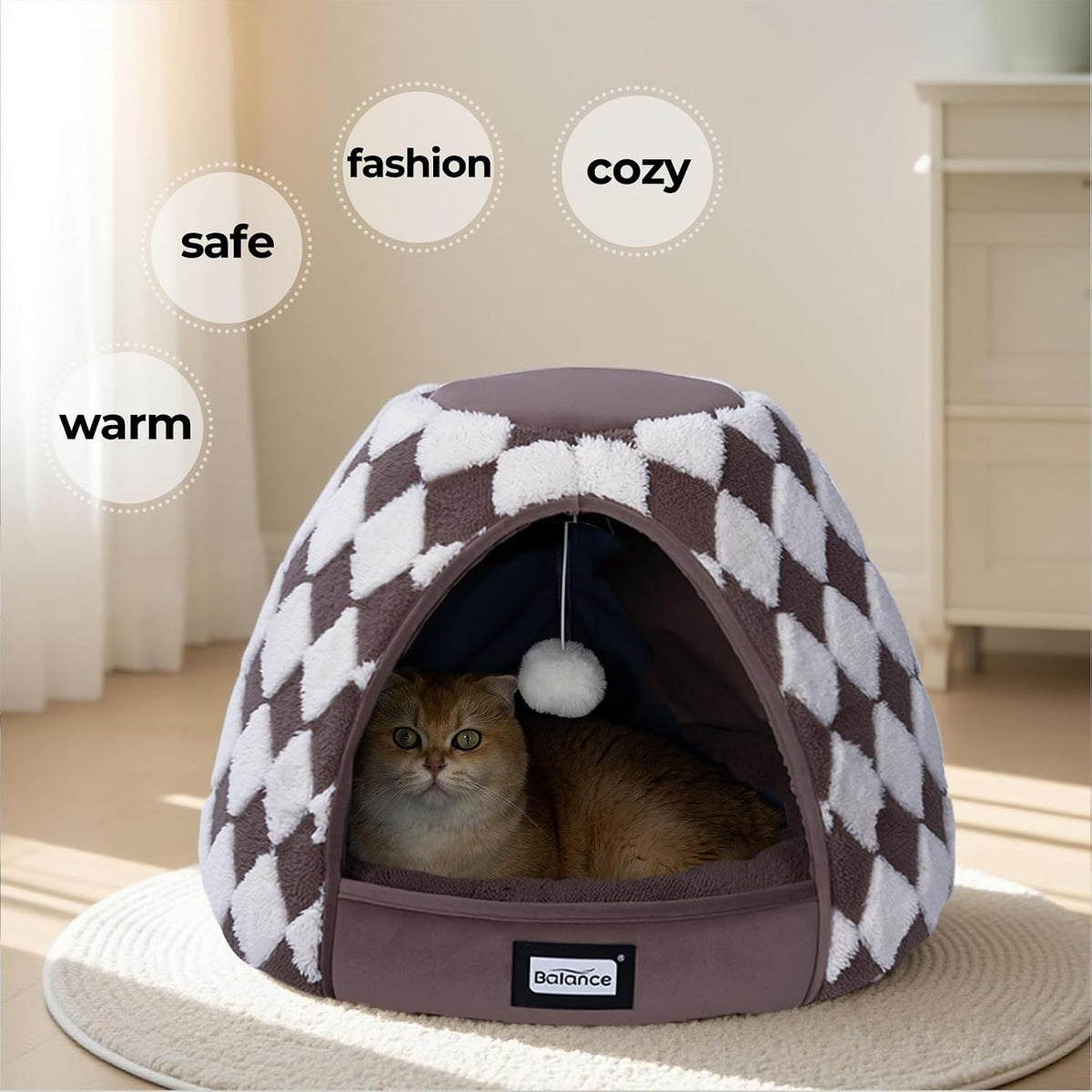 BALANCE Cat Beds for Indoor Cats - 21"L x 21"W x 16"Th / Dark Brown - image 4