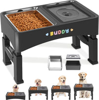 3-in-1 Elevated Dog Bowls with 4 Height Adjustable Raised Stand – Essentials for Dogs - Black / 2-in-1 Dog Bowls Set