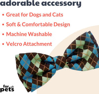 Huxley & Kent Pet Bow Tie for Dogs & Cats - Teal Argyle / Extra-Large - image 2