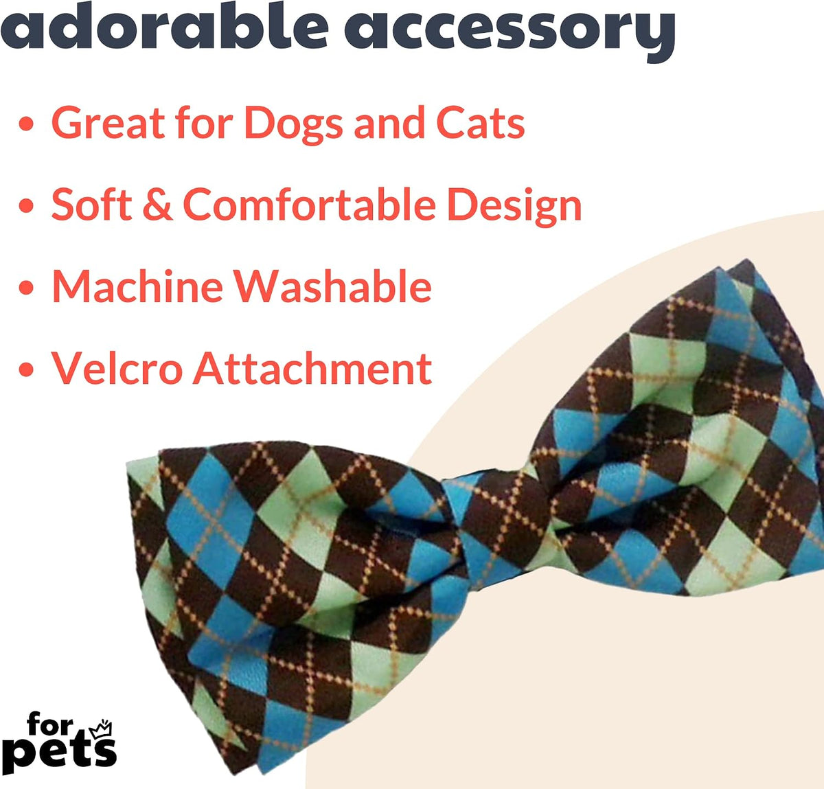 Huxley & Kent Pet Bow Tie for Dogs & Cats - Teal Argyle / Extra-Large - image 2
