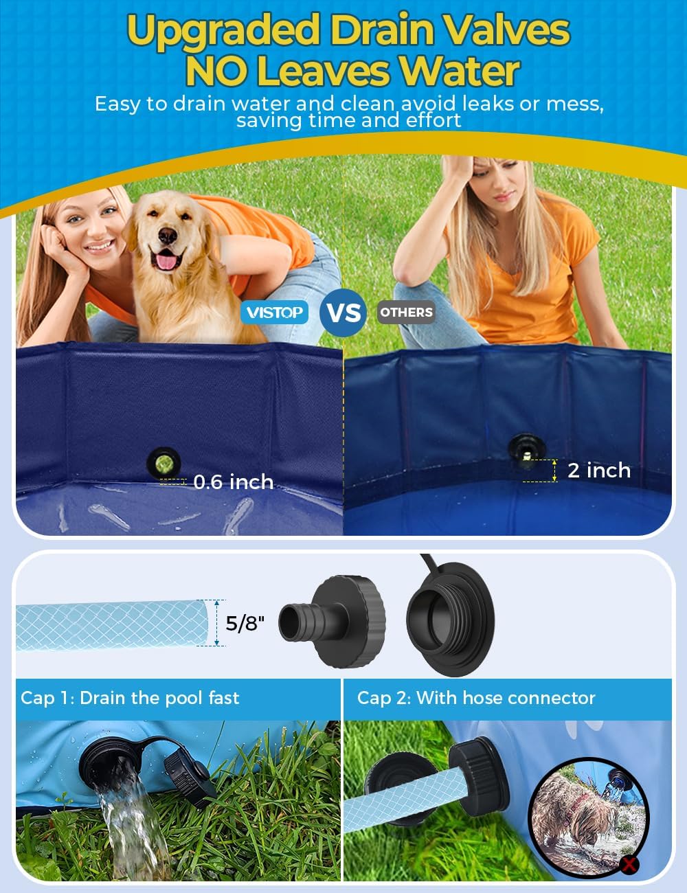 VISTOP Extra Large Foldable Dog Pool XXL - XXL- 67" x 12" / Blue - image 4