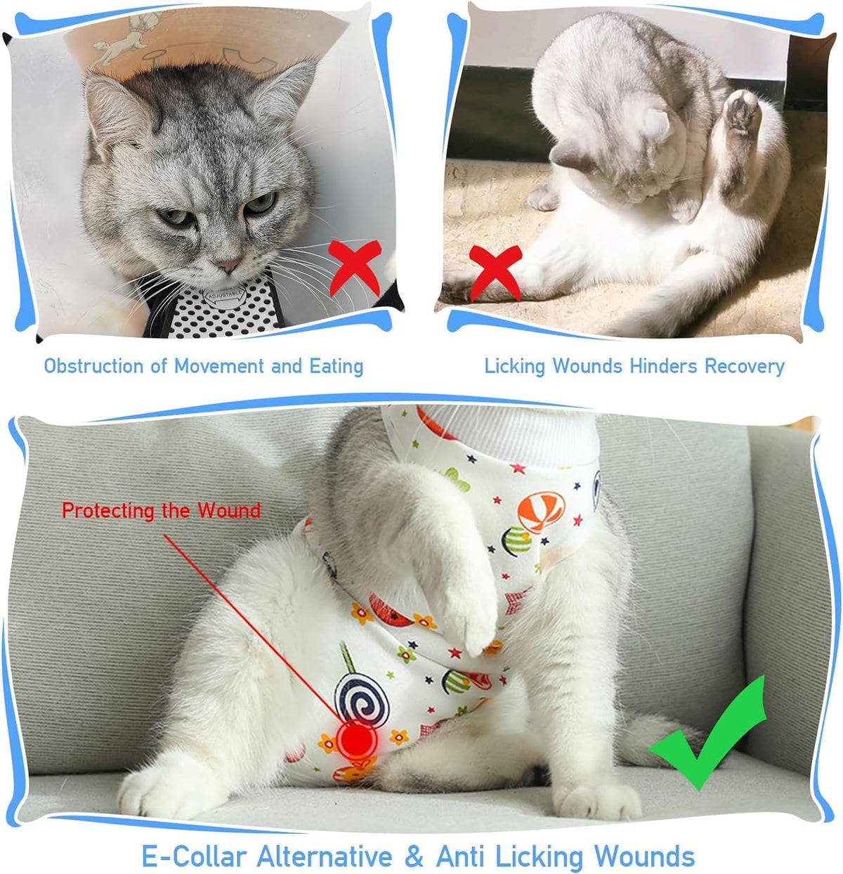 Coppthinktu Cat Recovery Suit Female Cat Onesie After Surgery Anti - Large / Donut - image 3