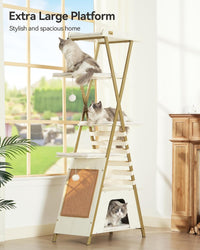 72.4" Modern Cat Tree for Indoor Cats, Multi-Level Cat Condo – Essentials for Cats - White - image 3