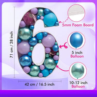 28 inch DIY Mosaic Balloon Number 1 Frame, Party Backdrop Decor – Fun for Kids & Family - Number 6 - image 4