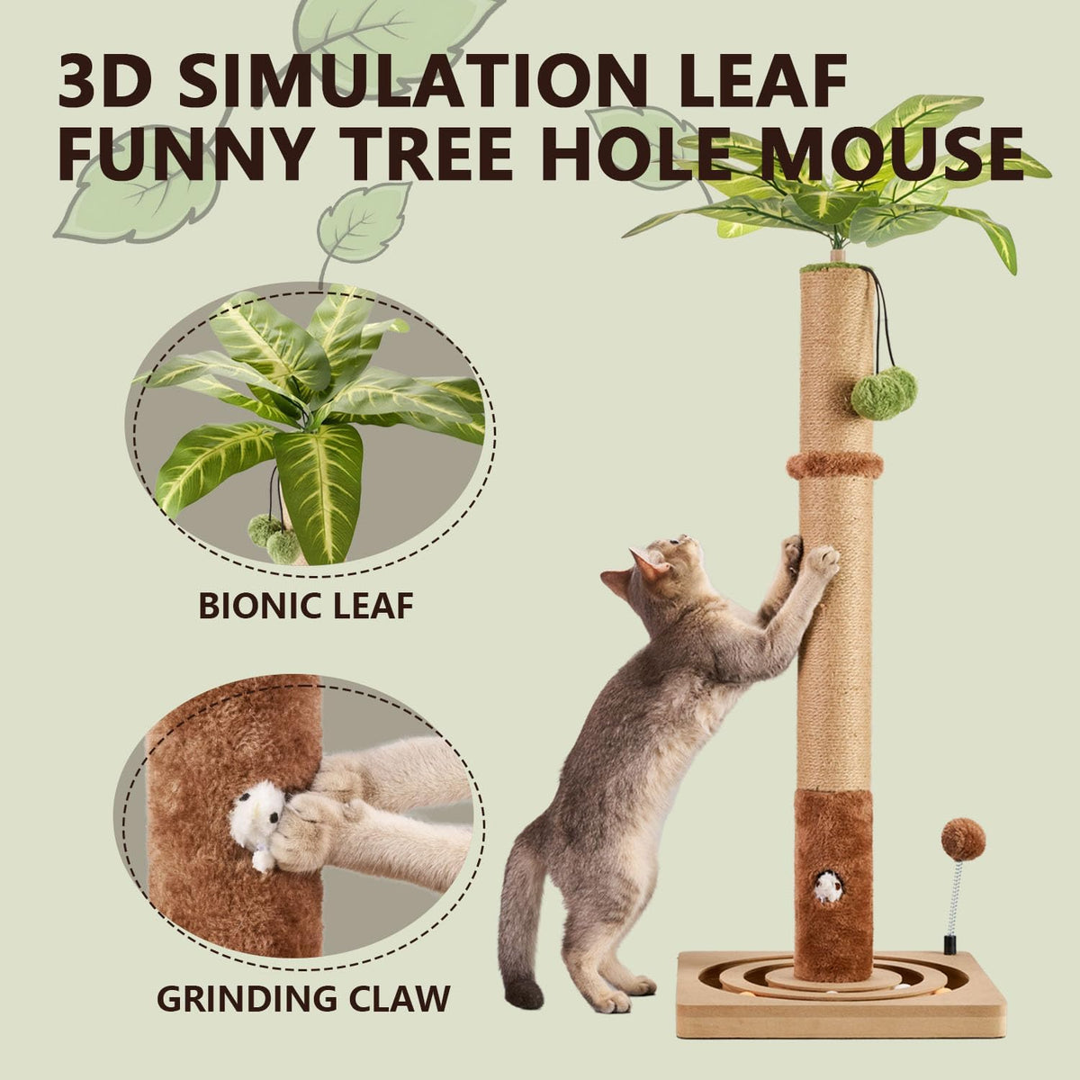 MECOOL 35in Tall Cat Scratching Post Sturdy and Premium Scratch Posts - 30 inches for Kittens - image 4