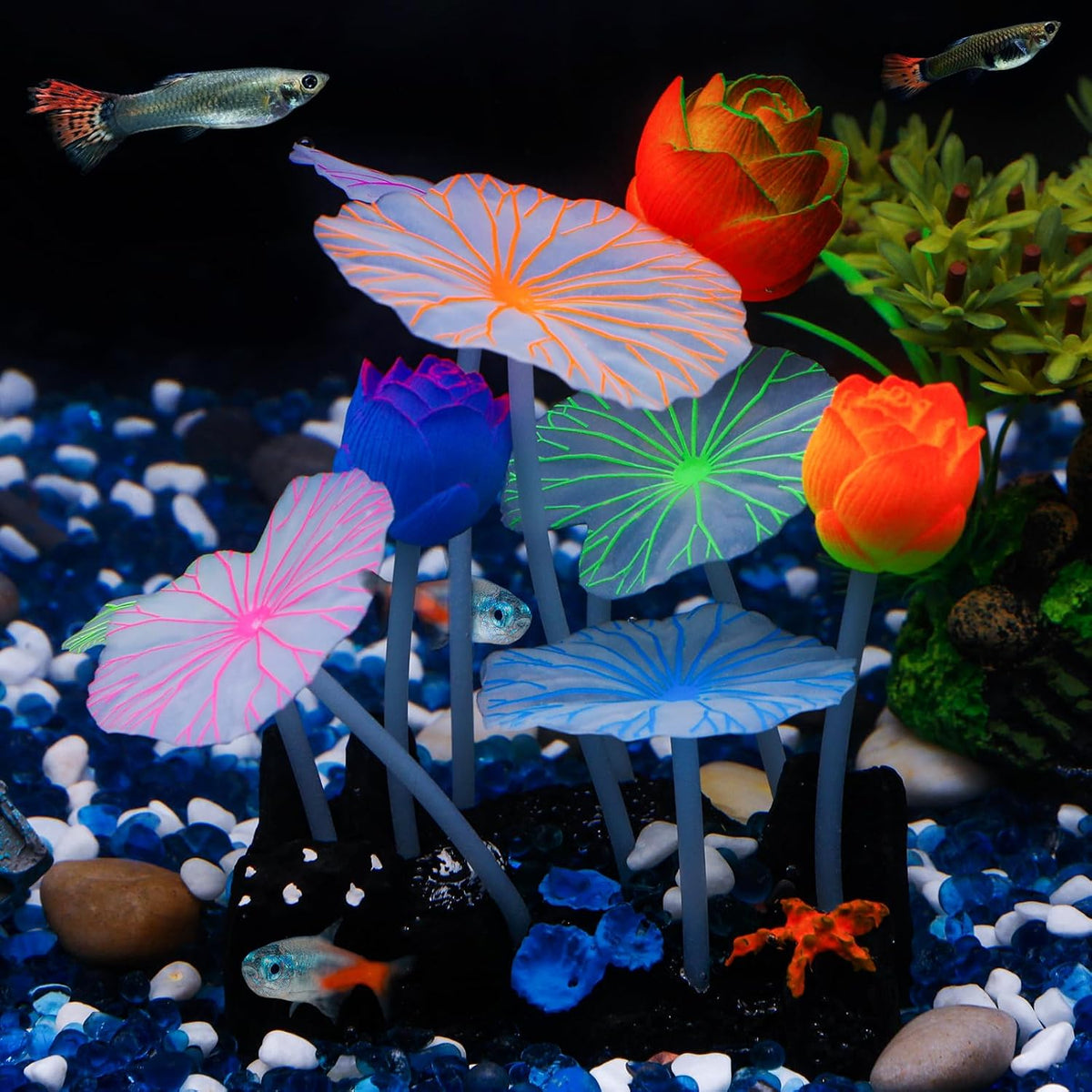 Uniclife Aquarium Coral Plant Ornament with Glowing Effect Imitative - Lotus