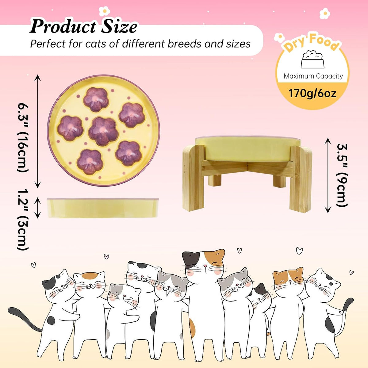 Ceramic Slow Feeder Cat Bowl, 6.3" Whisker Friendly Anti-Vomit - Light Purple - image 2