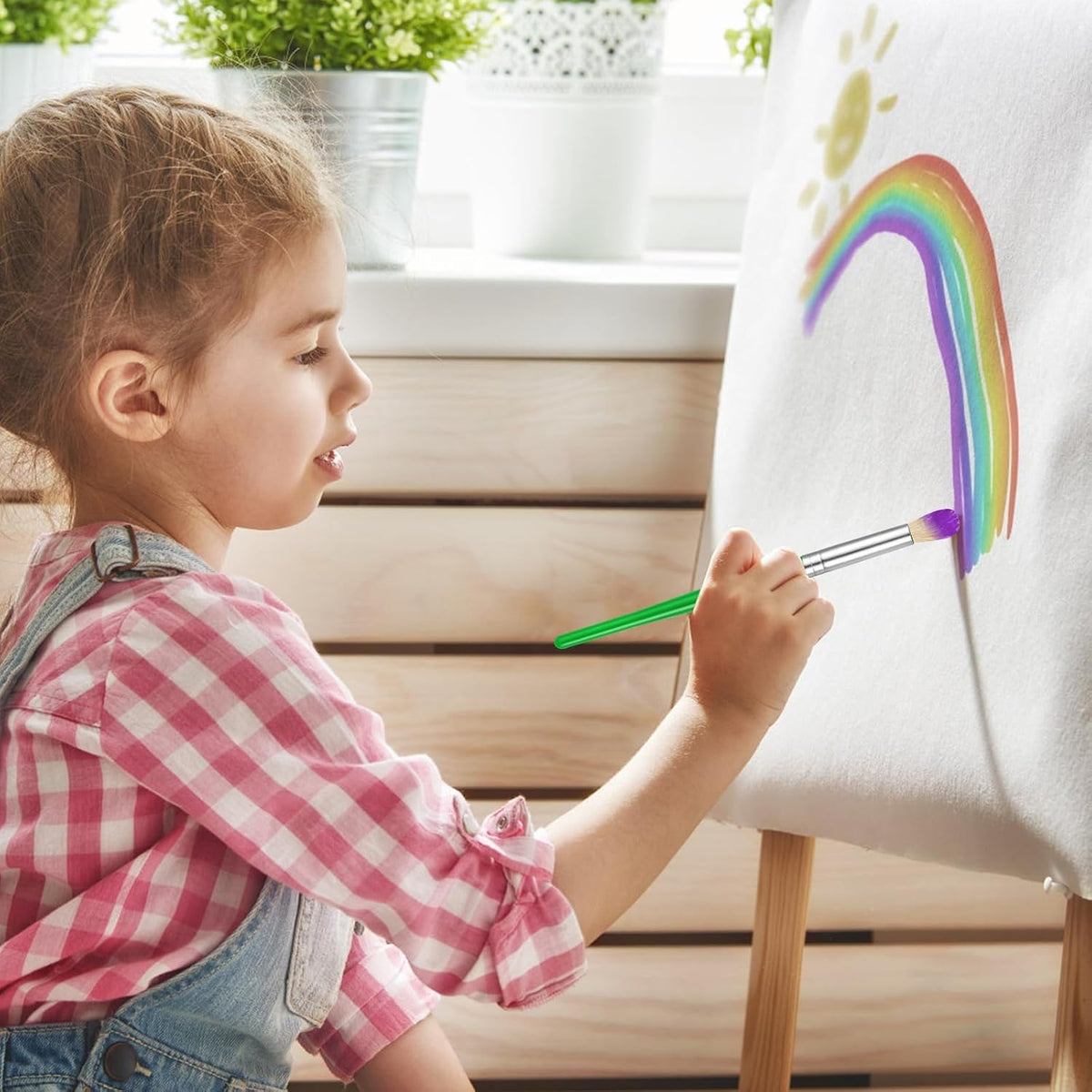 YGAOHF 22 piece toddler paint brushes with round and flat tips and bright handles - view 6