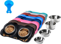Hubulk Pet Dog Bowls 2 Stainless Steel Dog Bowl with No Spill - Black / Medium