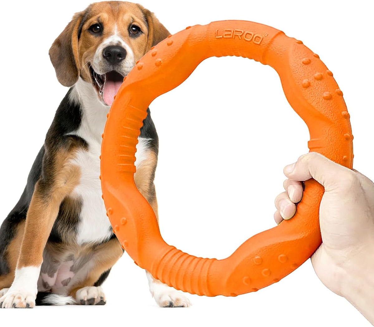 LaRoo Dog Flying Ring Toys, Floating Flying Disc Toys - Orange-M