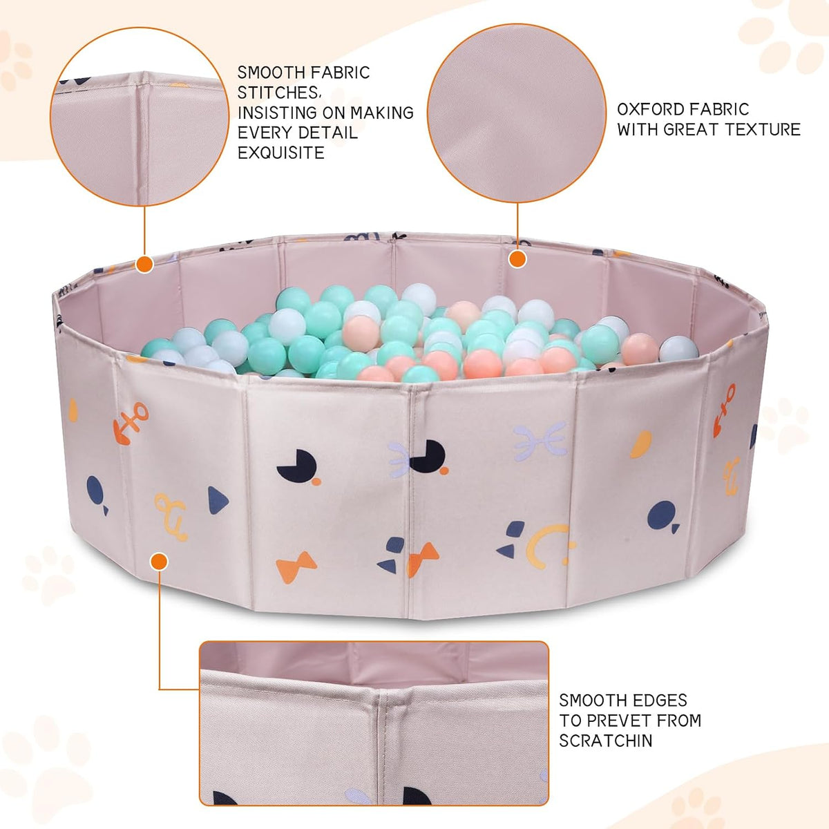 Dog Ball Pit Foldable 39.37 inches in Diameter, No Ball Included - Khaki / Medium - image 2