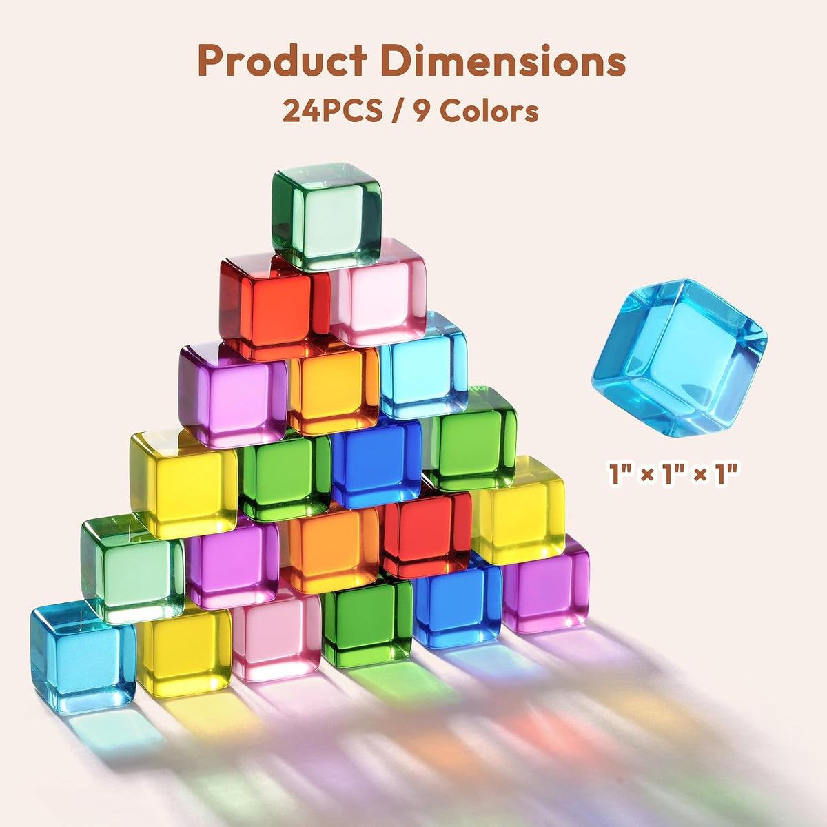 Woodtoe 24 PCS Rainbow Blocks Set - 24 PCS Rainbow Blocks - image 3