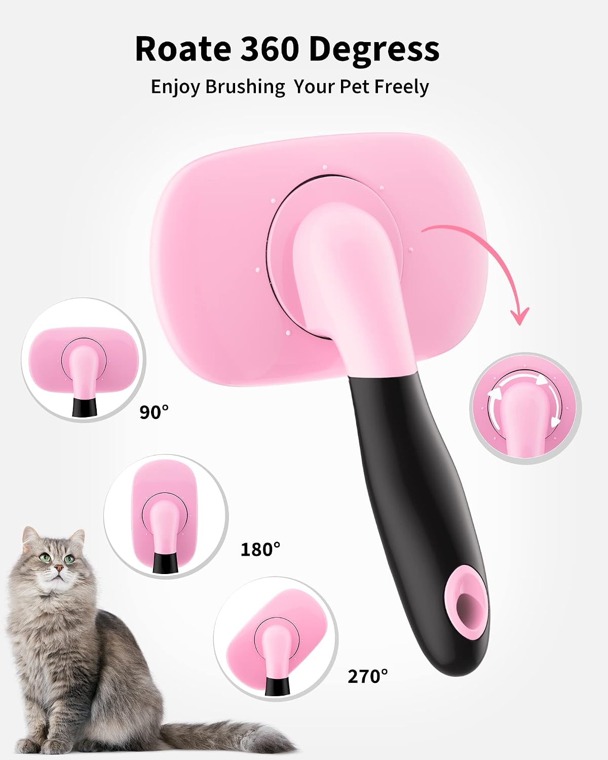 Pet Steam Brush for Dogs & Cats - Large / Pink - image 3