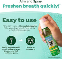 TropiClean Fresh Breath Spray for Dogs & Cats | Peanut Butter Flavored | Travel-Ready Pet Breath Freshener Spray | Made in the USA | 4 oz.