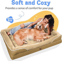 Washable Orthopedic Large Dog Bed -XL Large Dog Bed with Removable & Waterproof Cover Pet Beds with Foam Support for Big Size Dogs with Bolster