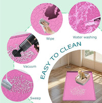 Cat Litter Mat, Silicone Large Cat Mat for Litter Box - 31x22 in, Waterproof & Non-Slip, Durable & Easy Clean, Pink