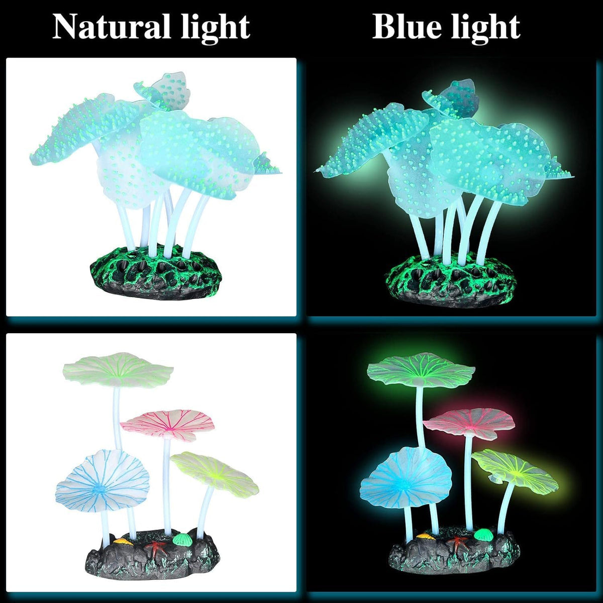 Frienda 8 Pcs Glowing Aquarium Fish Tank Decorations, Blue, Pink – Essentials for Fish - Yellow, Pink - image 4