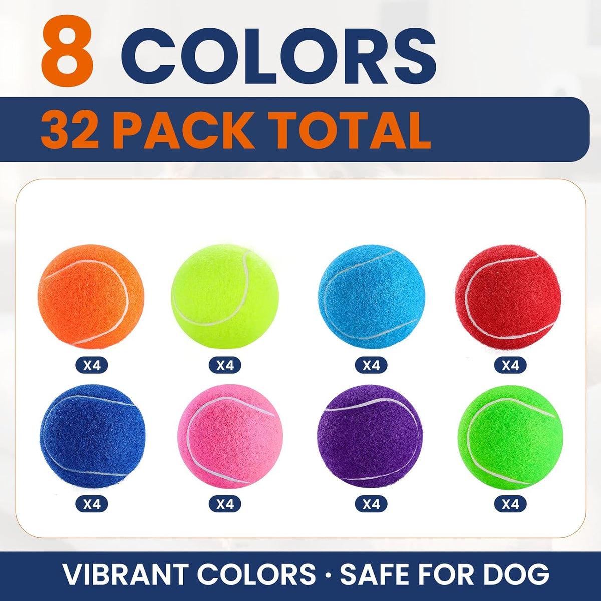 Colorful Tennis Balls for Dogs, Non Squeaky - Small-2in / 32P - image 2