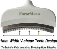 Pet Deshedding Tool with Curve Blade, Cat Grooming Brush - Large / White - image 3