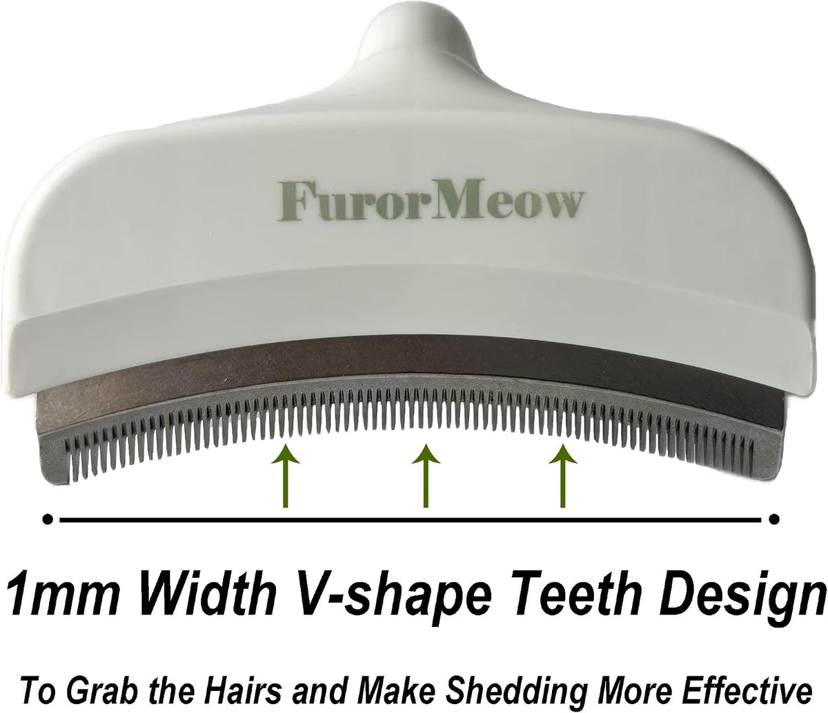 Pet Deshedding Tool with Curve Blade, Cat Grooming Brush - Large / White - image 3