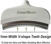 Pet Deshedding Tool with Curve Blade, Cat Grooming Brush, Tight V-shaped Teeth Shedding Comb for Cats and Dogs (White, Large)