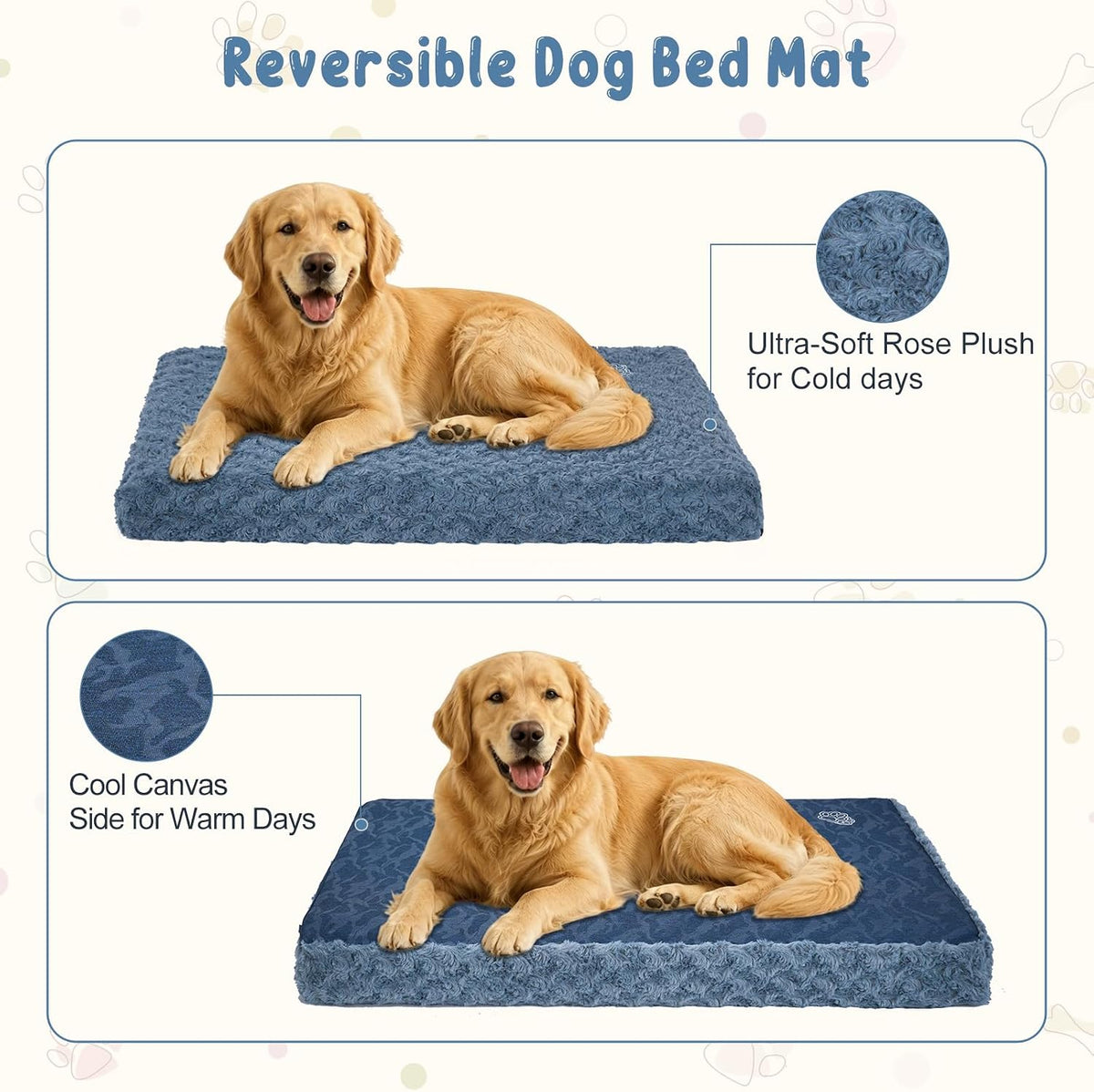 EMPSIGN Dog Bed Mat Crate Pad Mattress, Ultra Soft Pet Kennel - Navy/Grey / XXL(47"*29"*3") - image 3